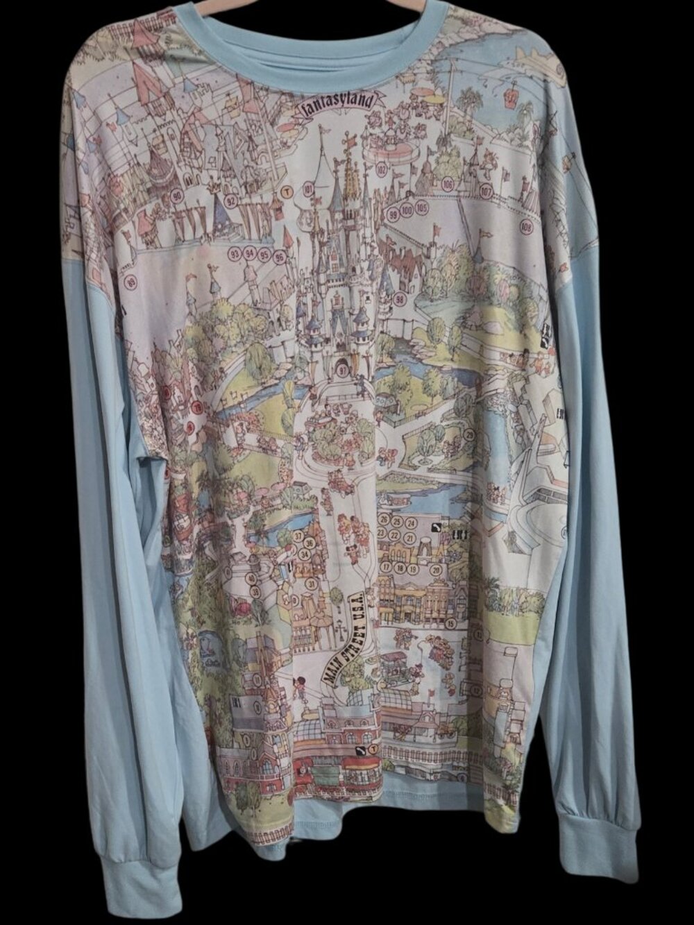 Disney World 50th Vault Collection Magic Kingdom Map Long Sleeve Shirt L
